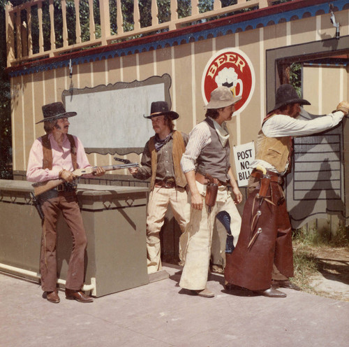 The Fall Guys performing stunt show at Frontier Village