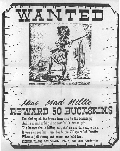Frontier Village Mad Millie wanted poster