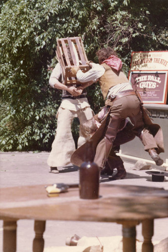 The Fall Guys performing stunt show at Frontier Village