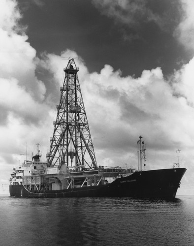 D/V Glomar Challenger (ship), during Leg 85 of the Deep Sea Drilling Project. The ship was named for the oceanographic survey vessel HMS Challenger and for Global Marine, with Glomar being a truncation. She was a 120 meters long deep sea research and scientific drilling vessel used for Deep Sea Drilling Project, and managed by Scripps Institution of Oceanography under contract to the National Science Foundation (NSF). The ship was designed by the National Science Foundation and University of California and was built by Levingston Shipbuilding Company in Orange, Texas. April 9, 1982