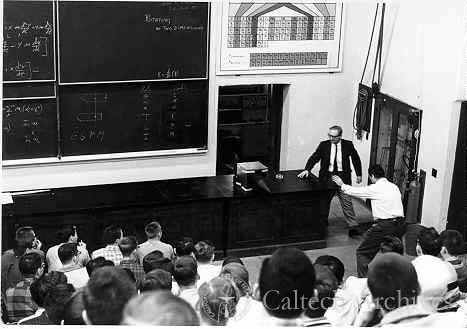 Richard Feynman in the classroom with Tom Harvey (photographer)