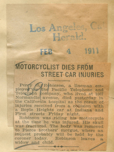 Motorcyclist dies from street car injuries