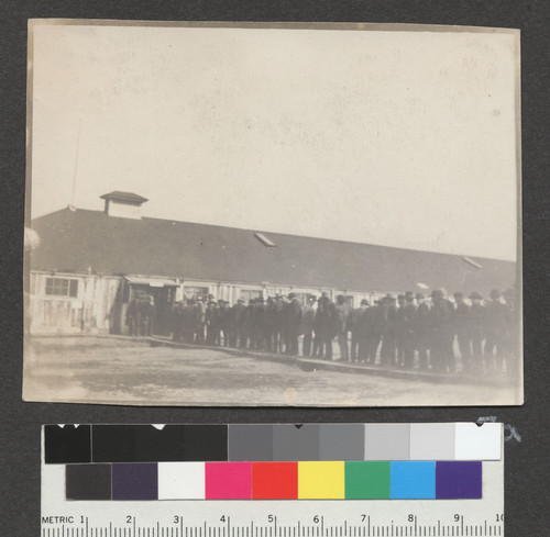 1906. Camp Ingleside. Set up at Race Track to house refugees as other camps closed. Stables converted to dormitories