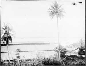 Harbor with a steamer sunk during the War, Tanga, Tanzania, 1927