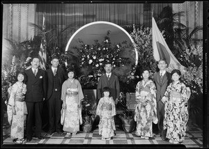 Flower show with Japanese girls, Southern California, 1931