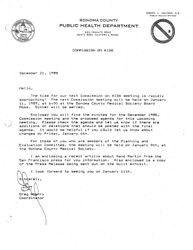 Letter re: January 11, 1989 meeting, past meeting minutes, agendas, and reports, and other Commission business