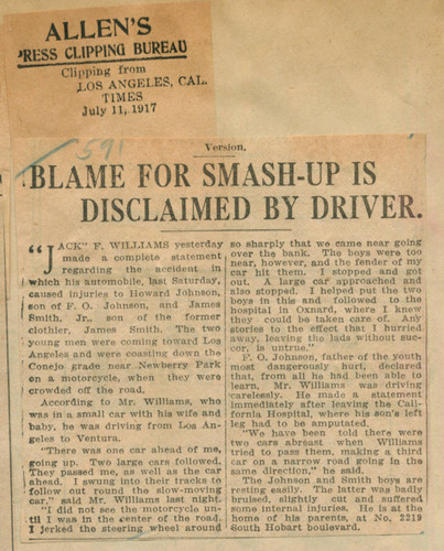 Blame for smash-up disclaimed by driver