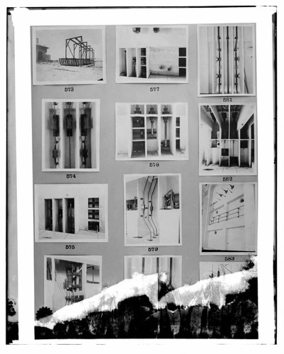 This is a multi-image negative that depicts construction of Long Beach Steam Plant. Undamaged images included on the plate are copies of original negatives: 02 - 00573; 02