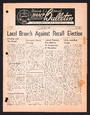 Alameda County Branch NAACP Bulletin vol. 3 no. 1