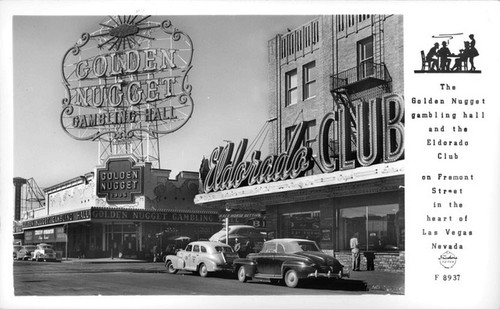 The Golden Nugget Gambling Hall and the Eldorado Club on Fremont Street in the heart of Las Vegas Nevada