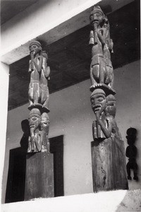 Sculpted posts, in Cameroon