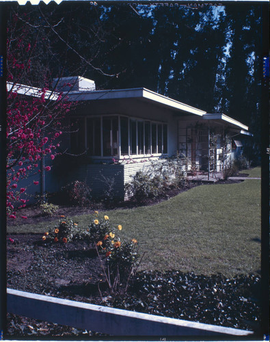 [Unidentified residential exteriors and landscaping]. Lawn, garden