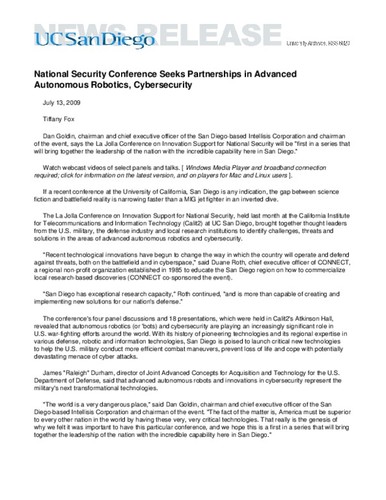 National Security Conference Seeks Partnerships in Advanced Autonomous Robotics, Cybersecurity