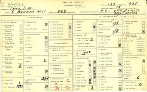 WPA household census for 343 S BUNKER HILL, Los Angeles
