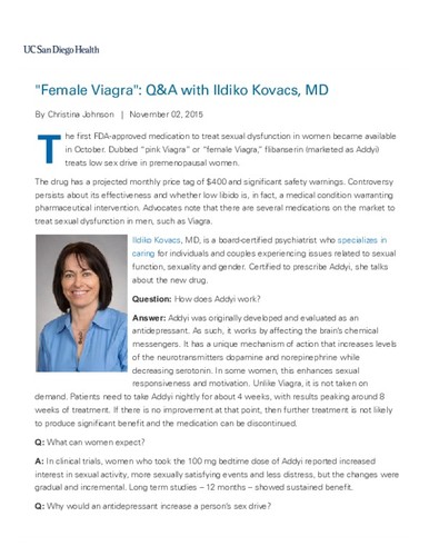 "Female Viagra": Q&A with Ildiko Kovacs, MD