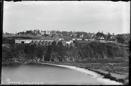 View of Caspar, California, from waterfront, California. [negative]