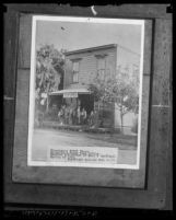 Copy of a photo of Alhambra, Calif.'s first store-post office, circa 1886