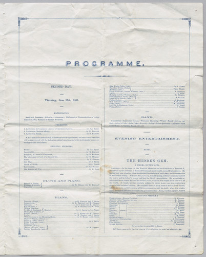 Programme of the Exercises at the Tenth Annual Commencement of Santa Clara College, 1861