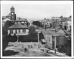 View of Hill Street looking north from Temple Street, Los Angeles, ca.1906