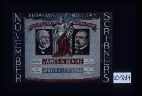 Andrews' History, Scribner's, November. Regular nominations, for President, James G. Blaine of Maine ... Grover Cleveland of New York