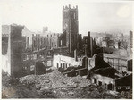 [Ruins on east slope of Nob Hill. St. Mary's Church on California St., center; Hall of Justice in distance, left center]