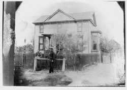 Mr. John A. Brown and his wife Barbara Brown outside their farm house at the east end of Sebastopol at 6742 Sebastopol Avenue