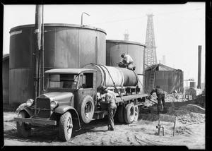Carmean Trucking Co. trucks at Signal Hill, CA, 1929