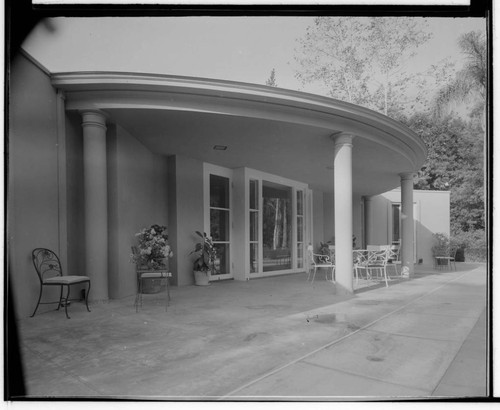 Hodsell, Adelaide (Mrs. Frank), residence pool house. Exterior