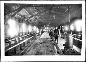 Interior view of an American Expeditionary Force mess hall, ca.1915