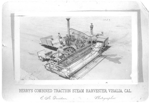 First steam harvester, built by Stockton J. Berry
