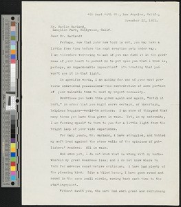 Letter, 1932-11-22, to Hamlin Garland