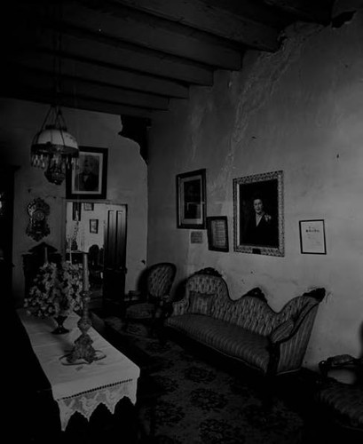 Avila adobe; interior photographed shortly after Christine Sterling's death in 1963