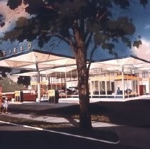 Rendering for the Richfield Oil Compay Service Station a Redevelopment Agency site