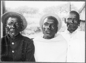 Three old Christian men, Mamba, Tanzania, ca.1901-1910