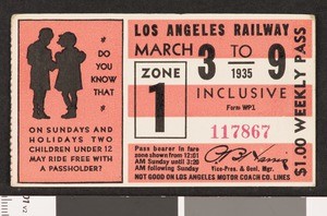Los Angeles Railway weekly pass, 1935-03-03