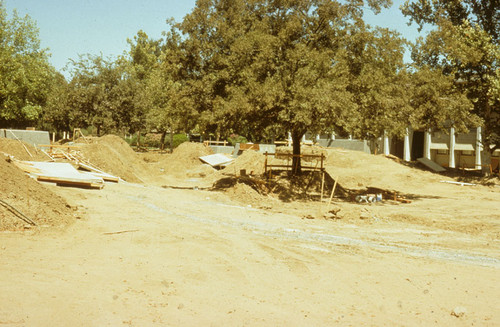 Olson Hall and the initial construction of the bicycle underpass