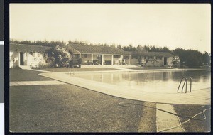 Swimming pool and grounds of a Santa Barbara hotel, ca.1930