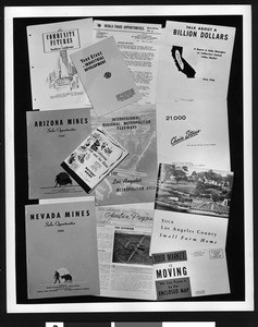 Los Angeles Chamber of Commerce marketing brochures about work opportunities and investments in Southern California, Arizona, and Nevada, 1946
