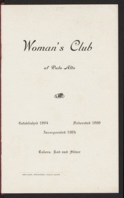 Woman's Club of Palo Alto Yearbook: 1904