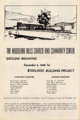Groundbreaking ceremony, Woodland Hills Community Church, 1948