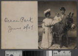 Family portrait with mule at beach studio, Ocean Park, California