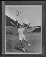 Helen Jacobs, tennis champion, on a tennis court, 1928-1939