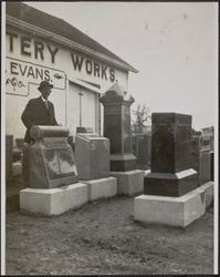 E. W. M. Evans at the Cypress Hills Cemetery Works, Cemetery Lane, Petaluma, California, between 1900 and 1910