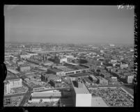 Know Your City No.199; Cityscape view looking east from the City Hall tower in Los Angeles, Calif., 1956