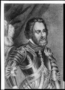 Painted portrait of Hernando Cortes, conqueror of Mexico