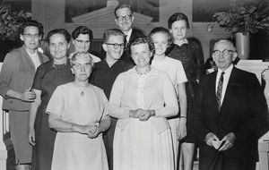 Missionary Group Photo. Front row from left to right: Ingeborg Eie, Karen Andersen, Oluf Eie. M