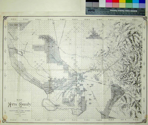 Map of a portion of Kern County California : Showing ranches, lakes, rivers, canals, sloughs, and artesian wells