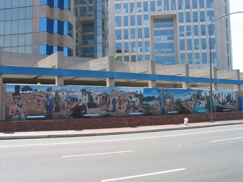 Mural on the wall of the Santa Ana Transit Terminal on the corner of Ross, Santa Ana Blvd. and 5th, August 2002