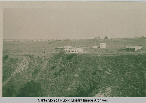 Northeastern view across the canyon of "Radcliffe", the first house built in the Pacific Palisades, Calif