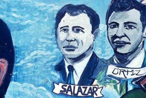 Chicano Park: Historical Mural: detail of Rubén Salazar and Ortiz